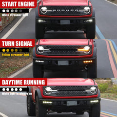 Mabett fog light assembly switchback color in action for daytime and signaling.