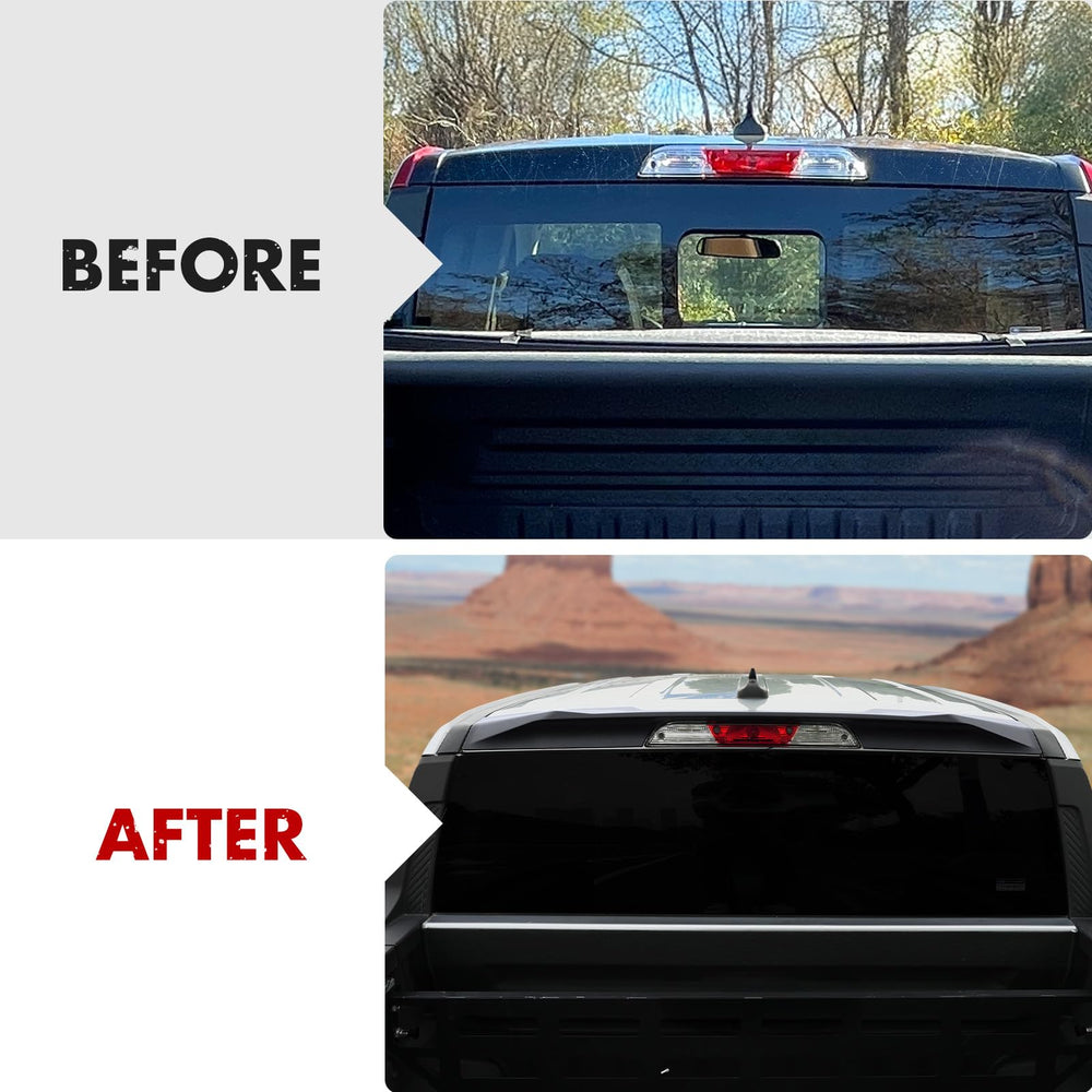 Mabett Maverick rear spoiler side-profile shows seamless roof contour integration.
