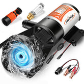 Magam RV macerator pump front view, compact marine-grade design ideal for tight RV spaces.