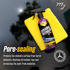 Magic Finish Ceramic Detailer on windows delivers streak-free clarity.