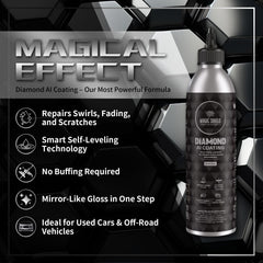 Magic Shield Diamond AI Coating bottle pour demonstrates easy, even DIY application