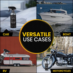 Magic Shield multi-surface coating safe on paint, glass, wheels.
