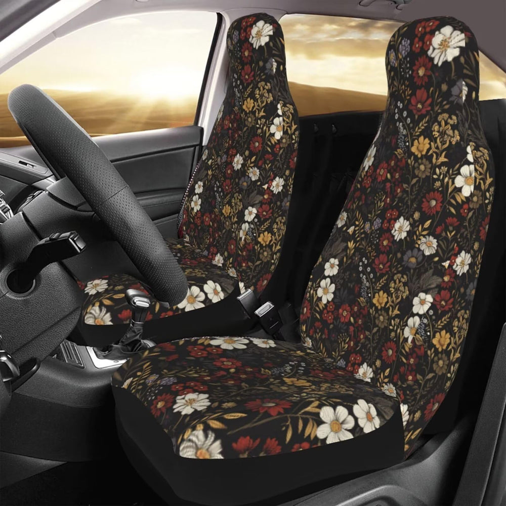 MAGIFUN retro daisy pattern seat cover for brown interiors boosts vintage charm and resilience.
