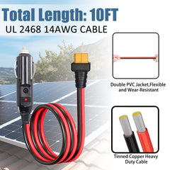 Magiktech cigarette lighter to XT60 adapter 10ft offers flexible reach for mobile charging.