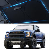 Magnelex car windshield sunshade fully covers the windshield for maximum sun protection.