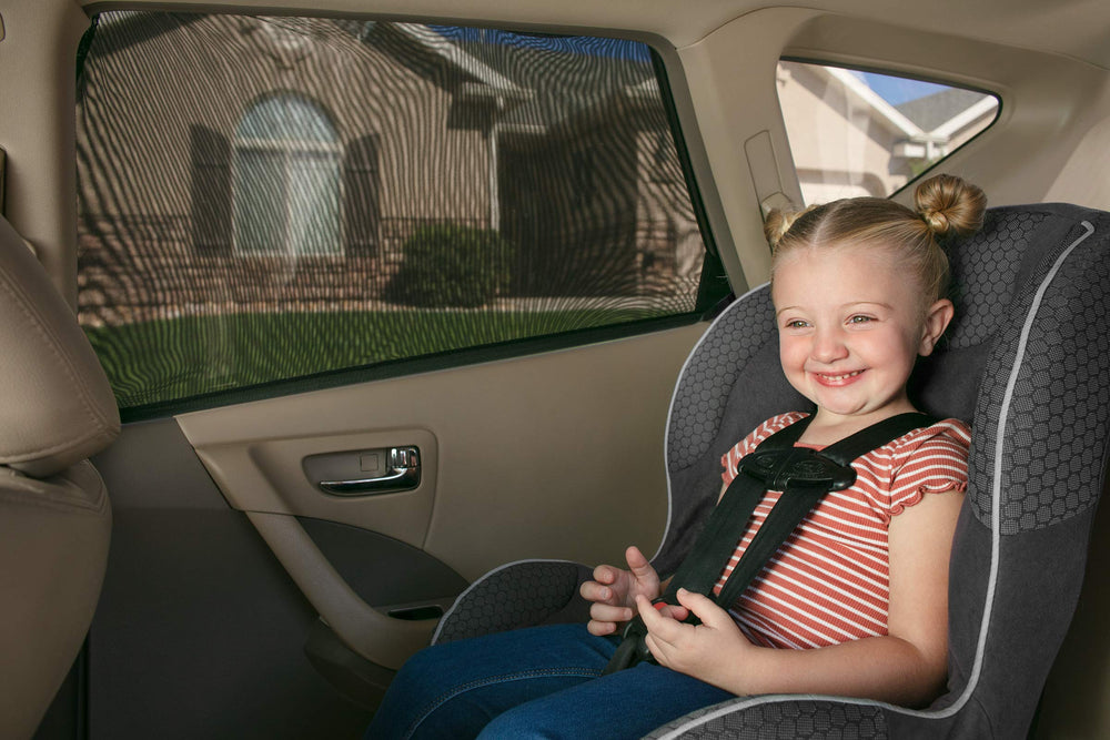 Magnelex sock-style shades provide privacy for nursing in the car.