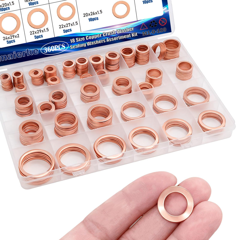 Maierke copper crush washer for oil drain plug M6 provides a reliable seal.