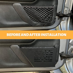 MAIKER door box mounted on Jeep Wrangler JK for expanded storage.