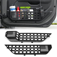 MAIKER Off Road metal front door storage box on Jeep Wrangler JL for organized gear.