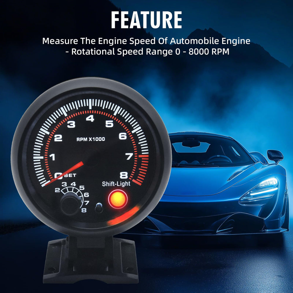Maimeimi RPM tachometer shift light activates to cue timely gear changes