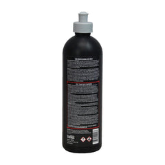 Close-up of Malco Epic label showing all-in-one polish capability