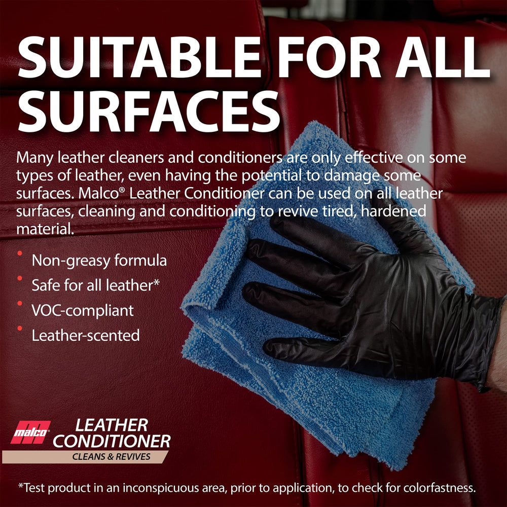 Close-up of leather softening after Malco treatment