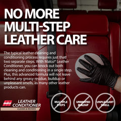 Malco Leather Conditioner around steering wheel with UV-protective finish