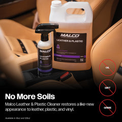 Malco Leather and Plastic Cleaner cleans arm rests for a cleaner car interior.