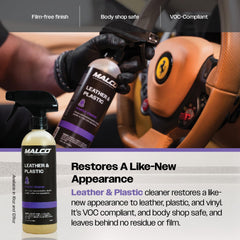 Malco Leather and Plastic Cleaner revitalizes shift knobs with renewed shine.