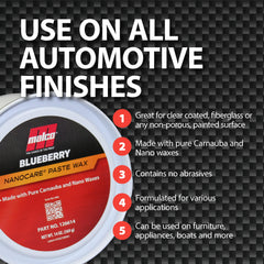 Malco Nano Care Blueberry Paste Wax on dark color vehicle for even shine
