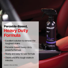 Malco OXY fabric cleaner lifts coffee and juice stains from upholstery