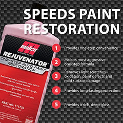 Malco Rejuvenator removes swirl marks for a smooth, high-gloss finish.