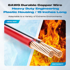 Malictele tinned copper 8AWG wire resists heat and corrosion.