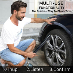 Malterzer tire checker doubles as a fish bat during outdoor trip.