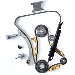 Mango S timing chain kit components side view showing gears and tensioners