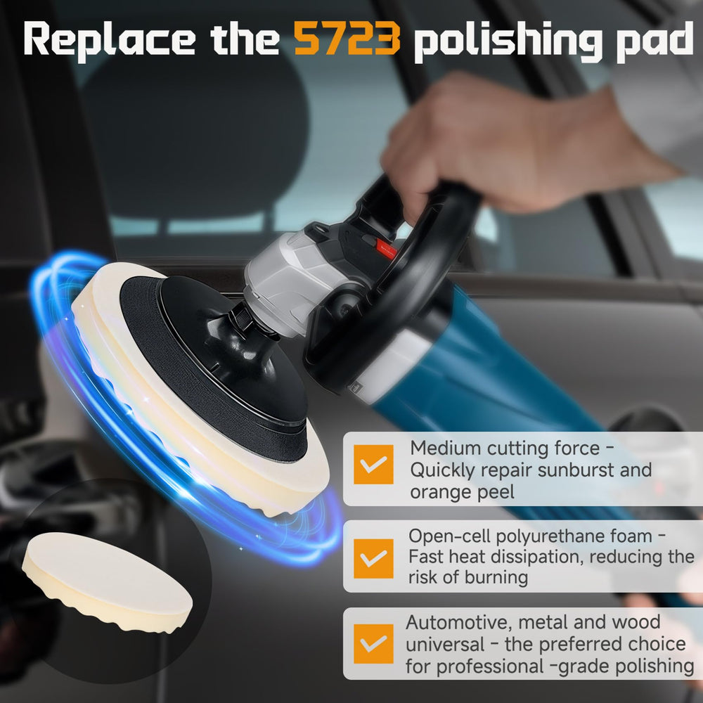 Mangoct upgraded 8-inch polishing pad compatibility close-up for 3M backing plates.