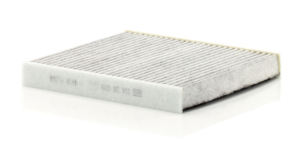 MANN-FILTER CUK 26 009 carbon layer odor capture improves cabin freshness.
