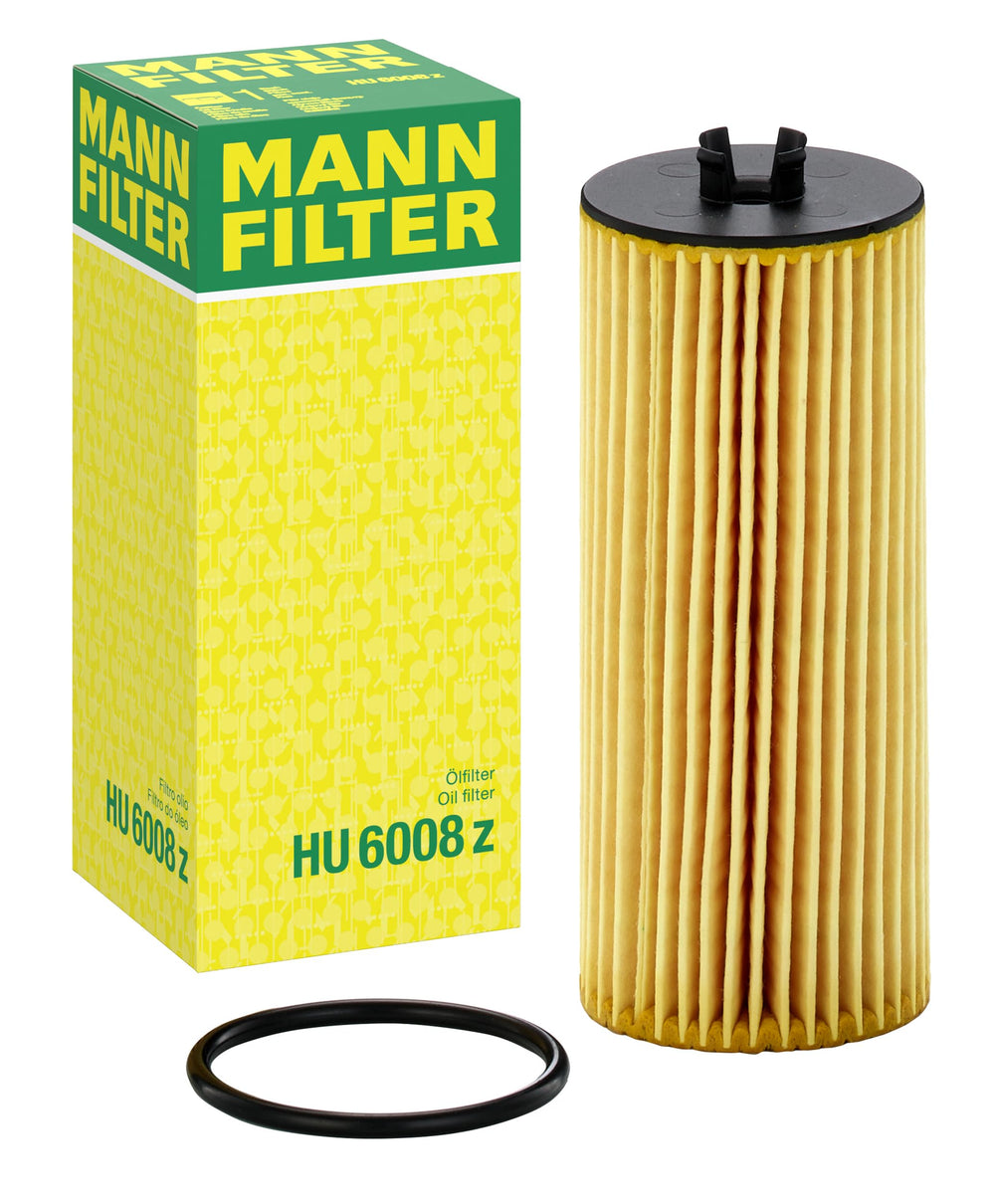 MANN-FILTER HU 6008 Z cartridge oil filter close-up—high dirt-holding capacity.