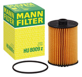 Mann-Filter HU 8009 z cartridge oil filter enhances engine oil cleanliness.