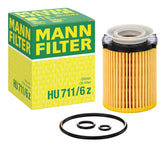 MANN-FILTER HU 711/6z oil filter – cartridge design for reliable filtration.
