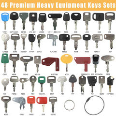 MANUTEX 48-piece heavy equipment key set for forklifts with precise cuts and easy identification