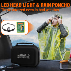 MANWALD tire pressure gauge and first aid pads enable essential checks