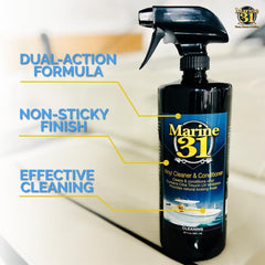 Marine 31 Vinyl Cleaner & Conditioner after application leaves a non-stick, clean finish