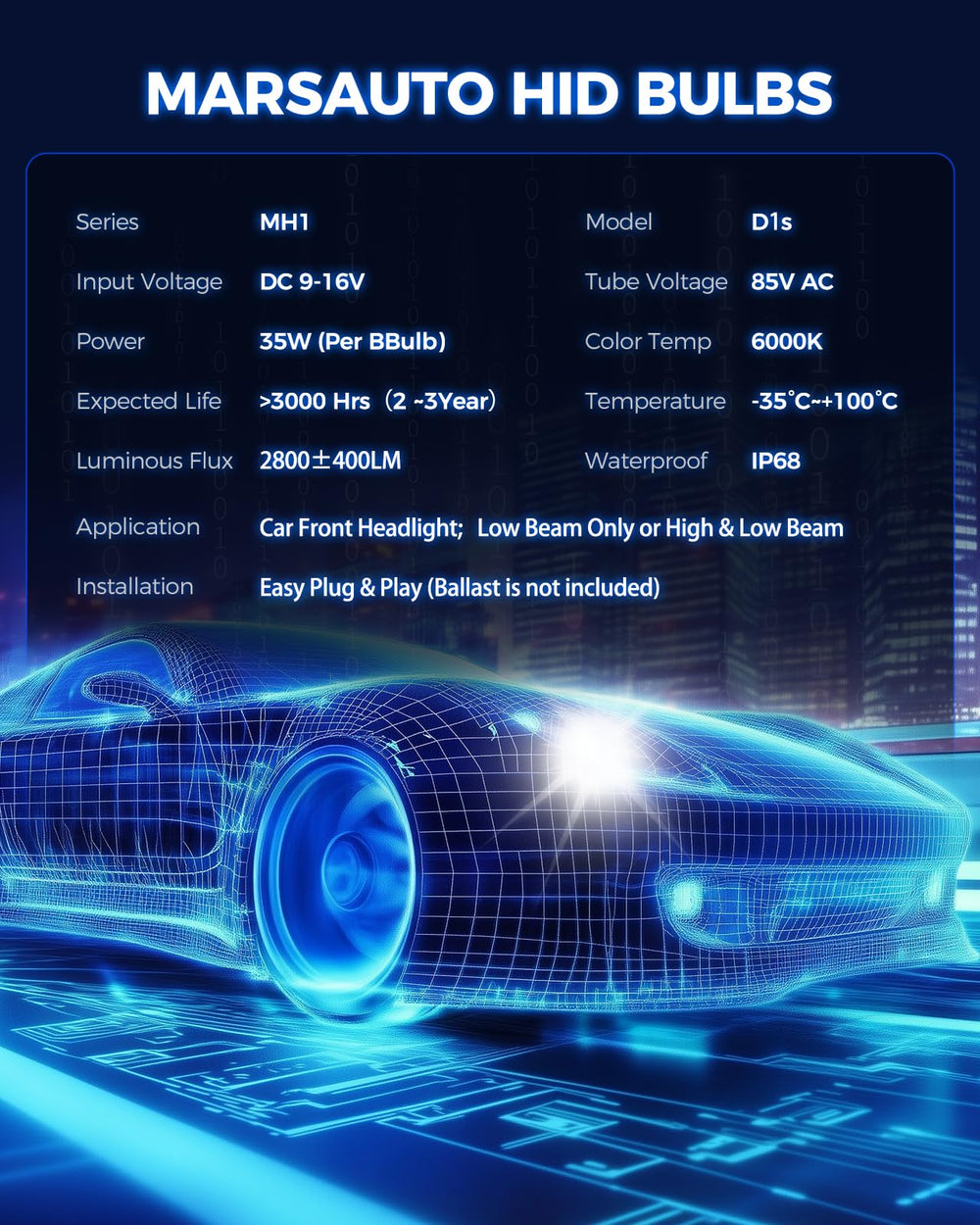 Marsauto D1S bulbs installation is quick and tool-free in minutes.