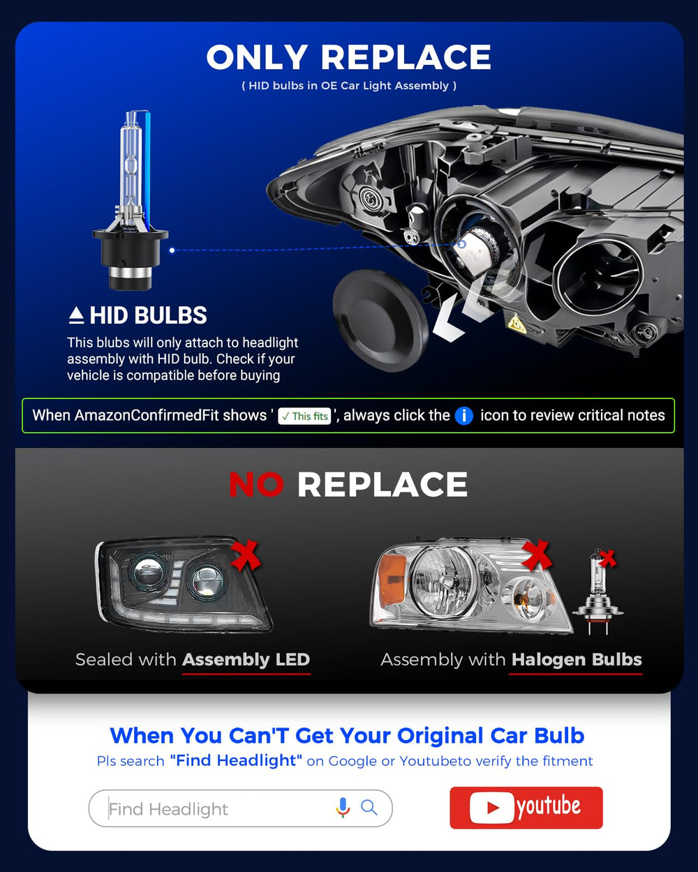 Marsauto D2S HID bulbs durable design withstands all-weather driving