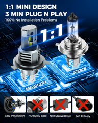 Marsauto H4 bulb heat-dissipation shell extends headlight life.