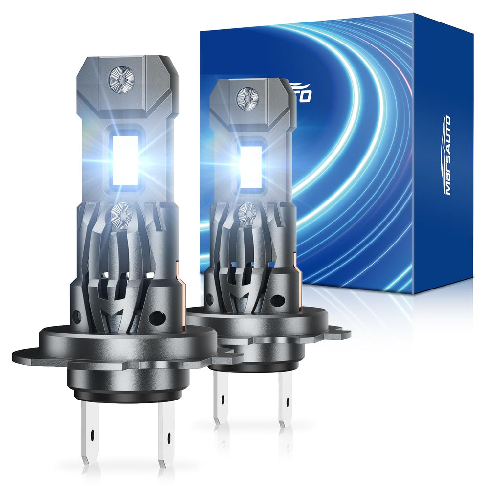 Marsauto H7 bulbs close-up showing 7035 chips for brighter illumination