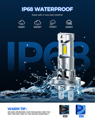 Marsauto H7 LED bulbs ip68-durability withstands harsh conditions for reliable use