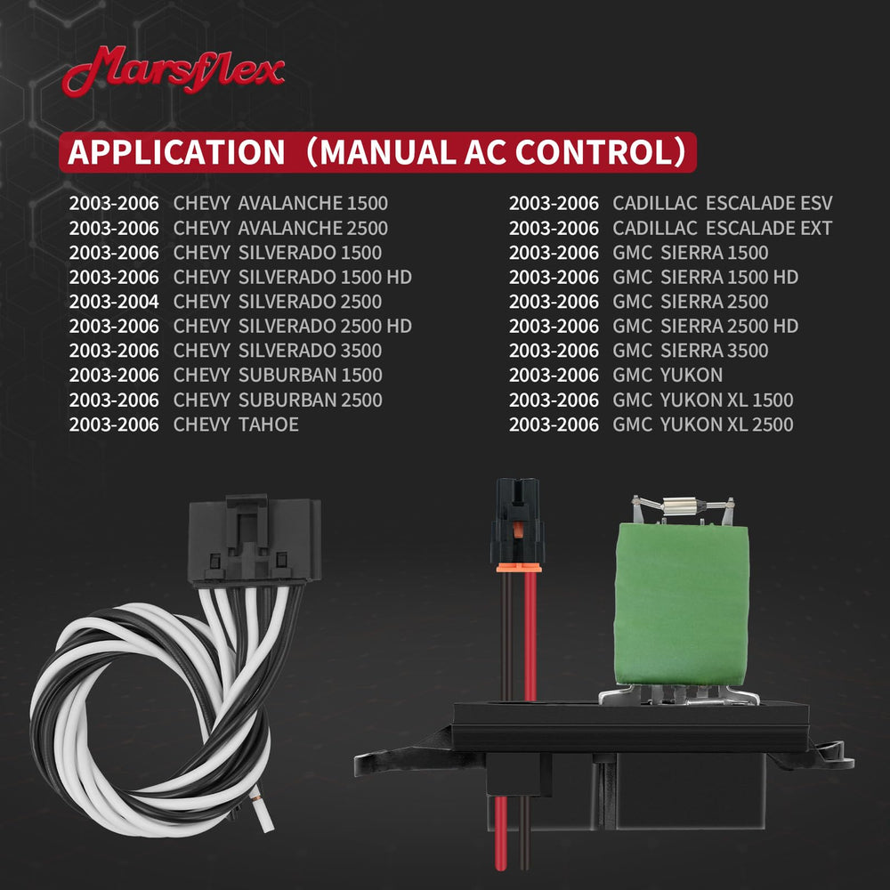 Marsflex blower resistor side view highlights sturdy construction for reliability.