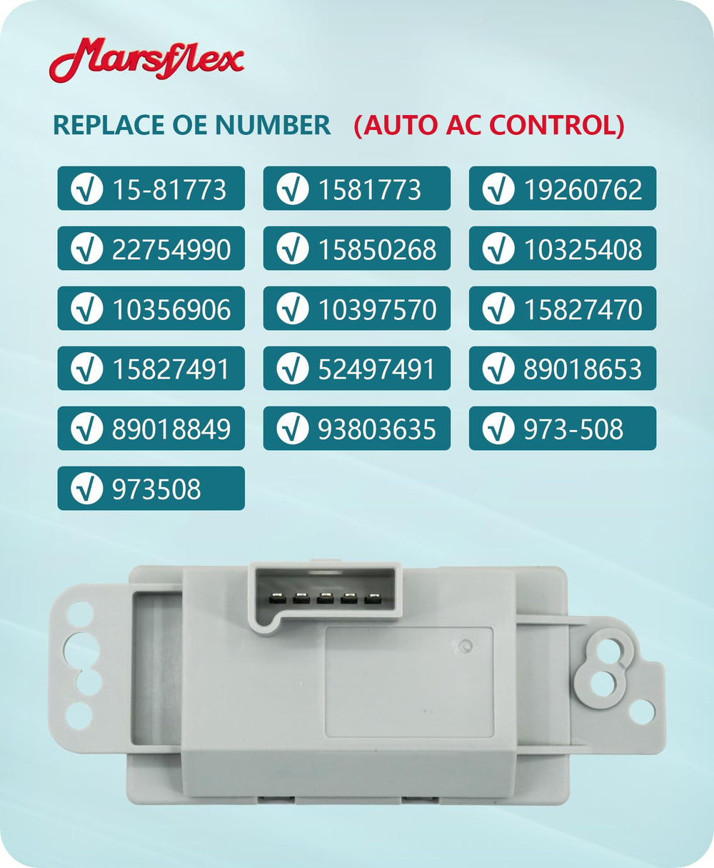 Marsflex blower resistor label references OE numbers to ensure correct compatibility.
