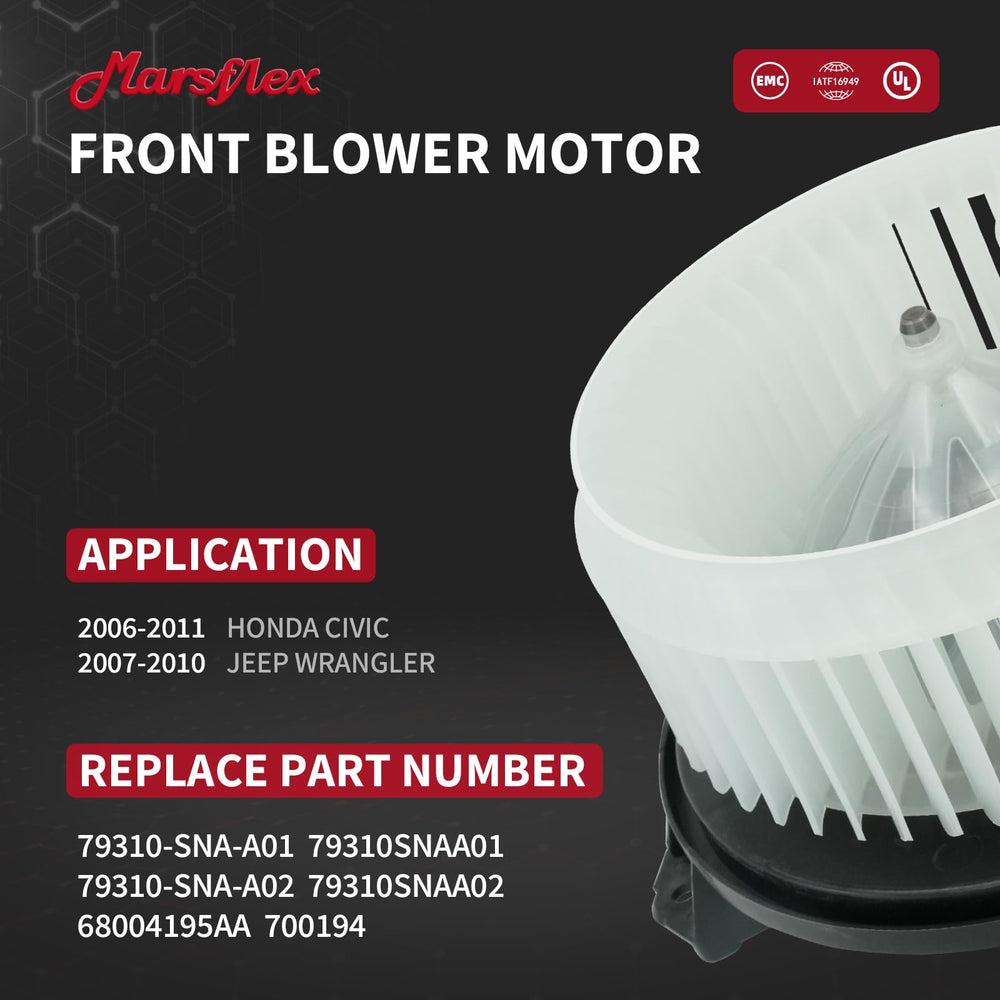 Marsflex front blower motor civic fan cage boosts efficiency