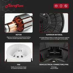 Marsflex front blower motor top view shows precise engineering fit.