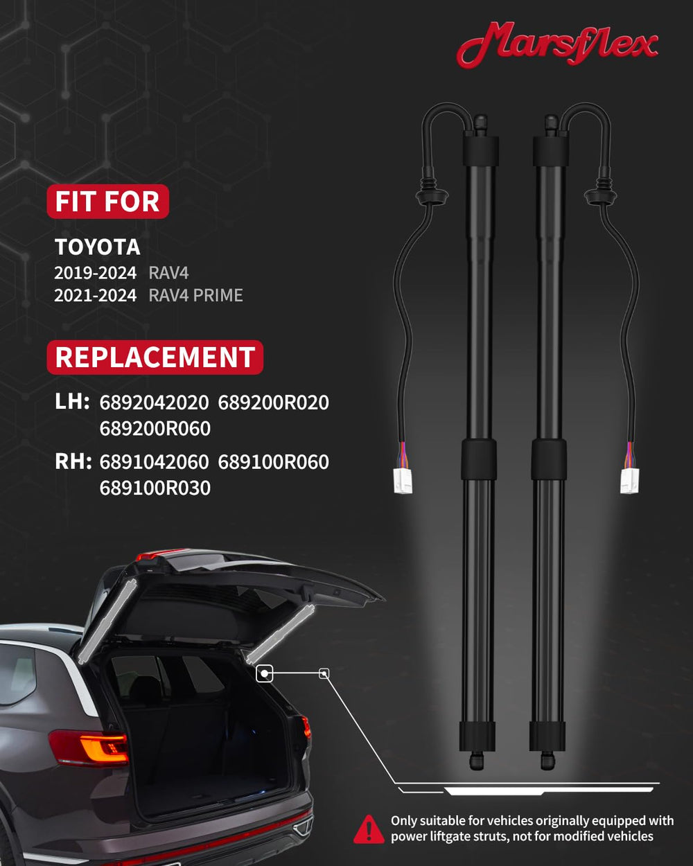 Marsflex liftgate connectors detail highlights dual plug design for RAV4 compatibility