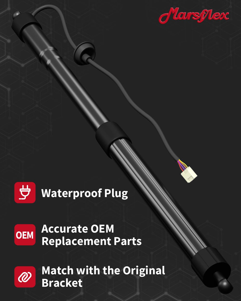 Marsflex electric liftgate motor with smooth operation and quiet performance.