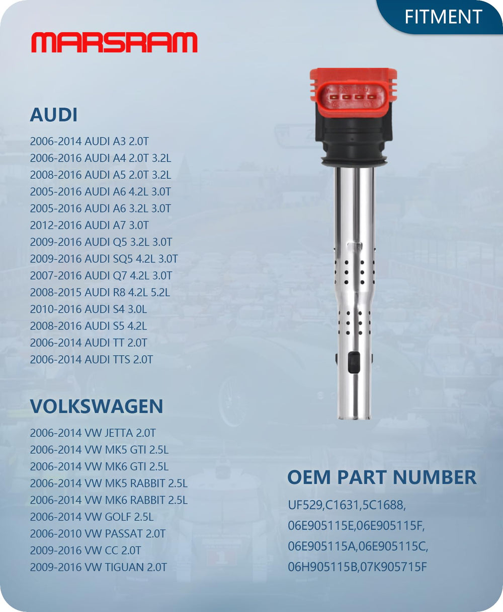 Marsram UF529 coil pack installed in Audi Q7 engine for consistent performance.
