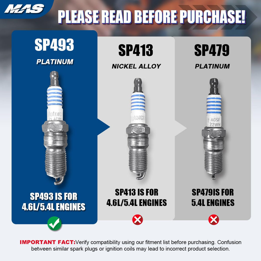 MAS Ford 4.6L engine coil compatibility shows compatible ignition components.