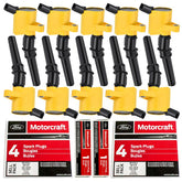 MAS Yellow ignition coil DG508 closeup with curved boot design for Ford/Lincoln replacement