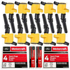 MAS Yellow ignition coil DG508 closeup with curved boot design for Ford/Lincoln replacement