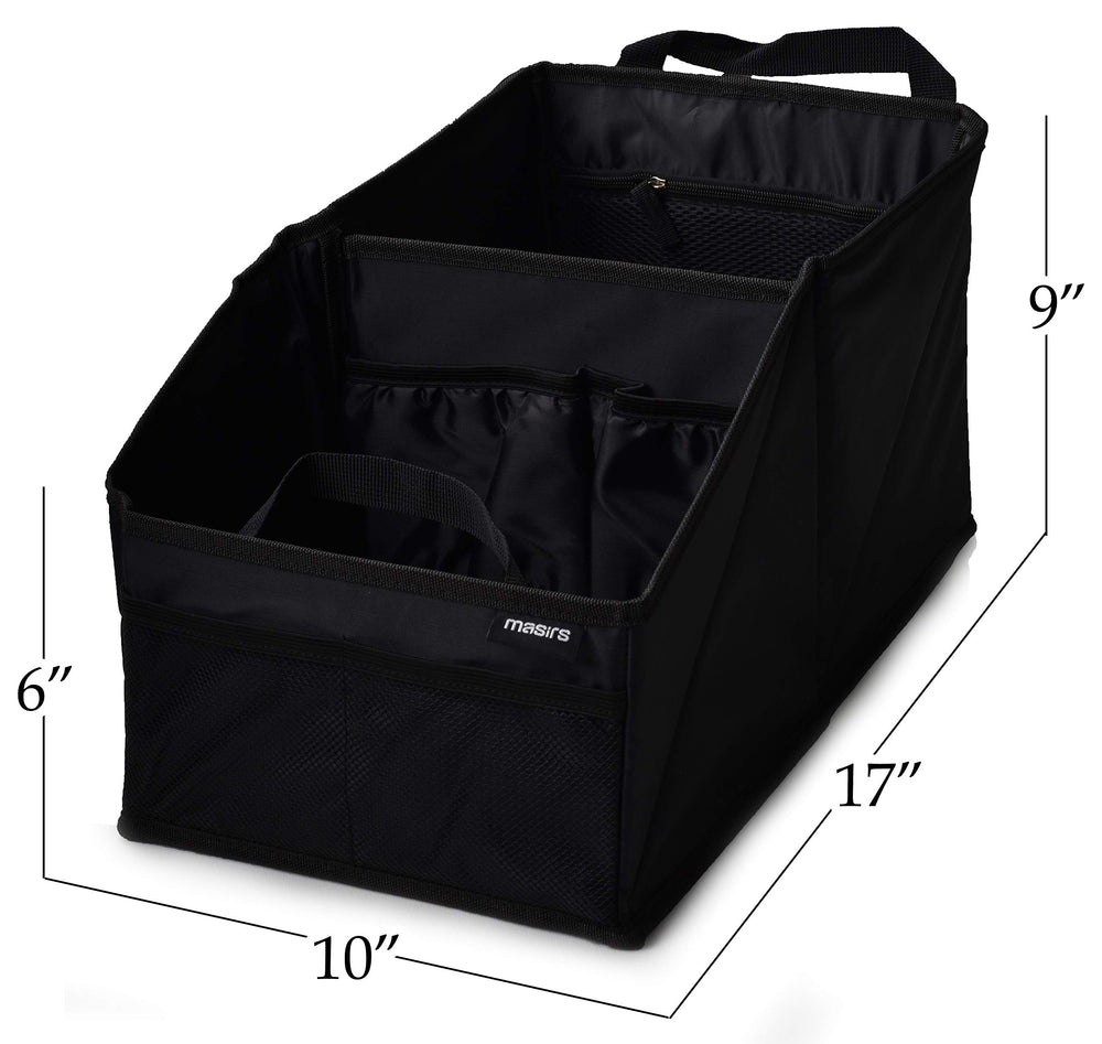 Masirs Back Seat Car Organizer showing two large sections for essentials.