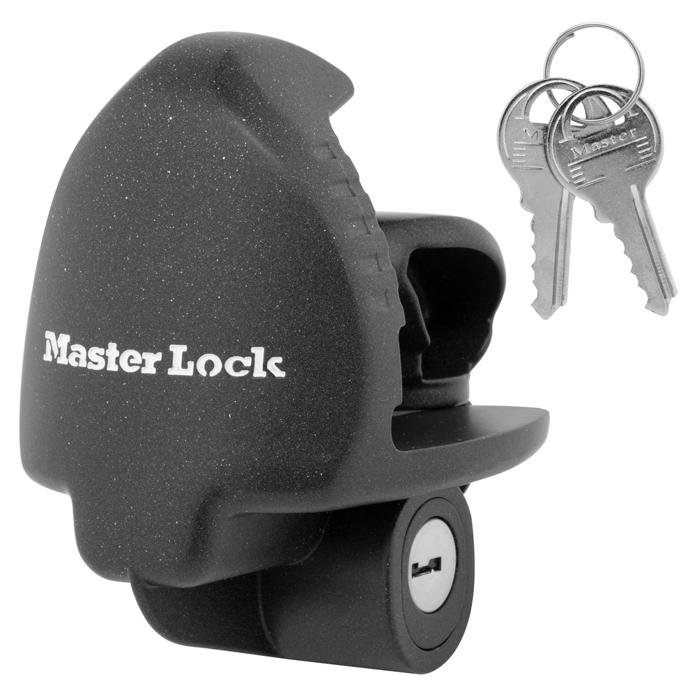 Master Lock 379ATPY universal trailer coupler lock protects your trailer during travel.